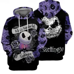 Jack Skellington Hoodie Cartoon Manga Anime 3D Front Pocket Graphic For Couple's Men's Women's Adults' 3D Print Casual Daily
