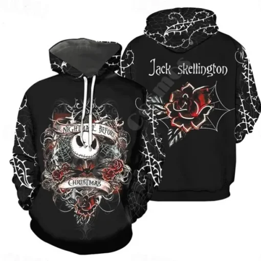 Jack Skellington Hoodie Cartoon Manga Anime 3D Front Pocket Graphic For Couple's Men's Women's Adults' 3D Print Casual Daily