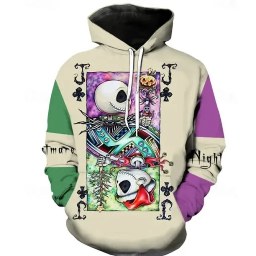 Jack Skellington Hoodie Cartoon Manga Anime 3D Front Pocket Graphic For Couple's Men's Women's Adults' 3D Print Casual Daily