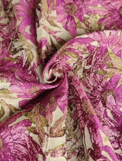 Jacquard Brocade Floral A-Line Cocktail Dresses Elegant Dress Formal Wedding Guest Ankle Length Short Sleeve One Shoulder Pocket Nylon with Bow(s) Pocket