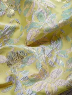 Jacquard Brocade Floral A-Line Evening Gown Elegant Dress Formal Wedding Floor Length Sleeveless V Neck Nylon with Slit Pocket Wedding Guest Dress