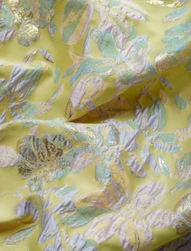 Jacquard Brocade Floral A-Line Evening Gown Elegant Dress Formal Wedding Floor Length Sleeveless V Neck Nylon with Slit Pocket Wedding Guest Dress