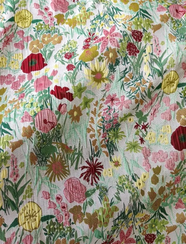 Jacquard Brocade Floral A-Line Evening Gown Elegant Dress Formal Wedding Floor Length Sleeveless V Neck Nylon with Slit Pocket Wedding Guest Dress