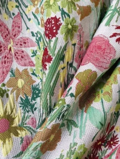 Jacquard Brocade Floral A-Line Evening Gown Elegant Dress Formal Wedding Floor Length Sleeveless V Neck Nylon with Slit Pocket Wedding Guest Dress