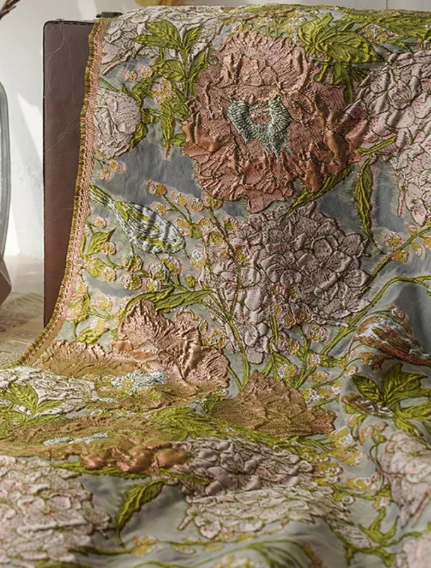 Jacquard Brocade Floral A-Line Evening Gown Elegant Dress Formal Wedding Floor Length Sleeveless V Neck Nylon with Slit Pocket Wedding Guest Dress