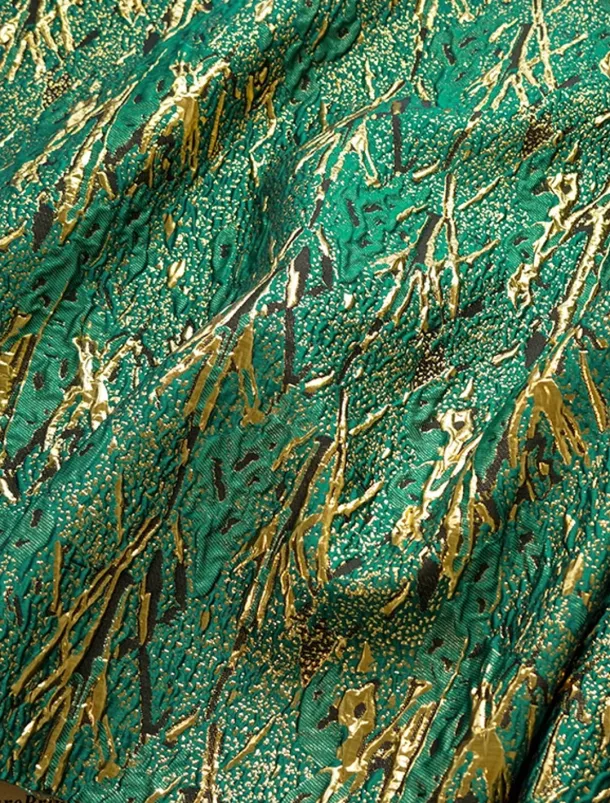 Jacquard Brocade Floral A-Line Evening Gown Elegant Dress Formal Wedding Floor Length Sleeveless V Neck Nylon with Slit Pocket Wedding Guest Dress