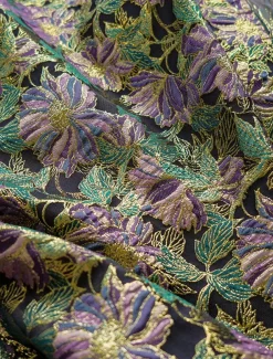 Jacquard Brocade Floral A-Line Evening Gown Elegant Dress Formal Wedding Floor Length Sleeveless V Neck Nylon with Slit Pocket Wedding Guest Dress