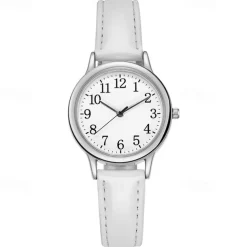 Japan Movement Women Quartz Watch Easy to Read Arabic Numerals Simple Dial PU leather strap Laides Clock