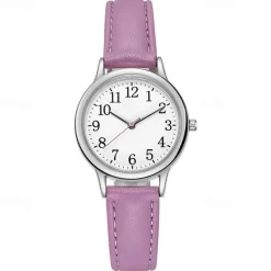 Japan Movement Women Quartz Watch Easy to Read Arabic Numerals Simple Dial PU leather strap Laides Clock