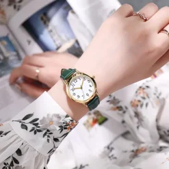 Japan Movement Women Quartz Watch Easy to Read Arabic Numerals Simple Dial PU leather strap Laides Clock