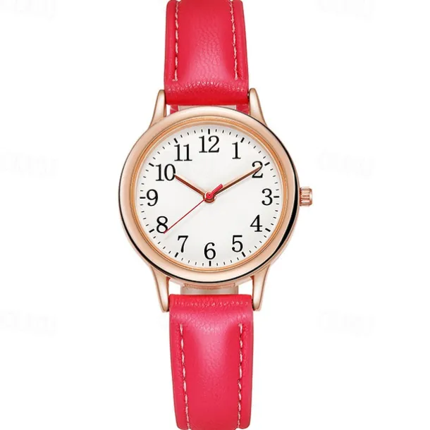 Japan Movement Women Quartz Watch Easy to Read Arabic Numerals Simple Dial PU leather strap Laides Clock