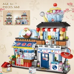 Japanese Street View Ice Drink Shop Mini Building Blocks Building Toys Model Set for Girls Boys 6-12 Years Old 668 PCS Simulation Architecture Construction Toy Gift Idea for Kids Adults
