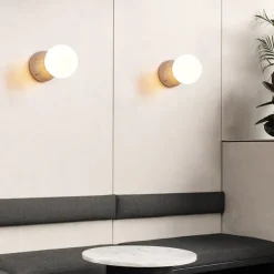 Japanese Wabi-sabi Style Wall Sconces Wall Lamps with Milky Glass Shade Stone Wall Lights