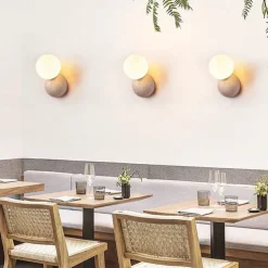 Japanese Wabi-sabi Style Wall Sconces Wall Lamps with Milky Glass Shade Stone Wall Lights