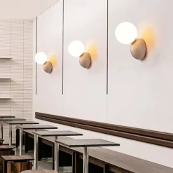 Japanese Wabi-sabi Style Wall Sconces Wall Lamps with Milky Glass Shade Stone Wall Lights