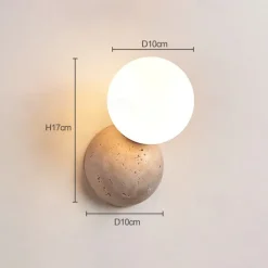 Japanese Wabi-sabi Style Wall Sconces Wall Lamps with Milky Glass Shade Stone Wall Lights