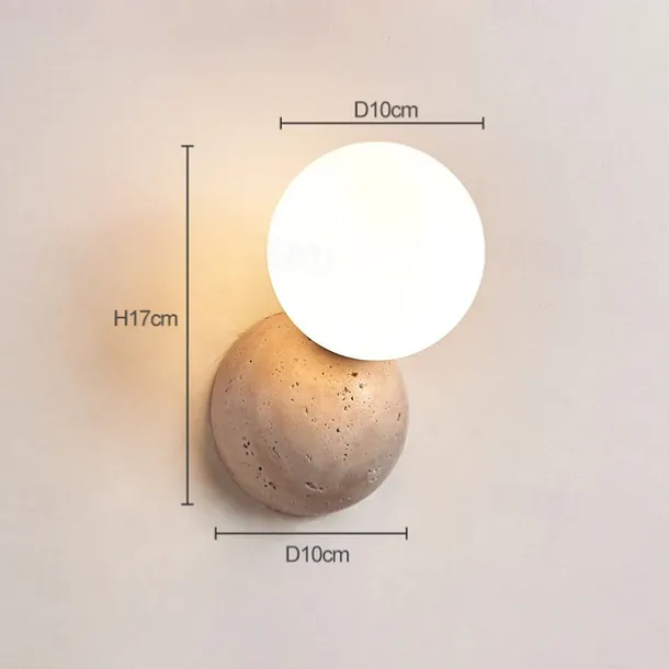 Japanese Wabi-sabi Style Wall Sconces Wall Lamps with Milky Glass Shade Stone Wall Lights