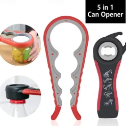 Jar Opener 5 in 1 Multi Function Can Opener Bottle Opener Kit with Silicone Handle Easy to Use for Children Elderly and Arthritis Sufferers