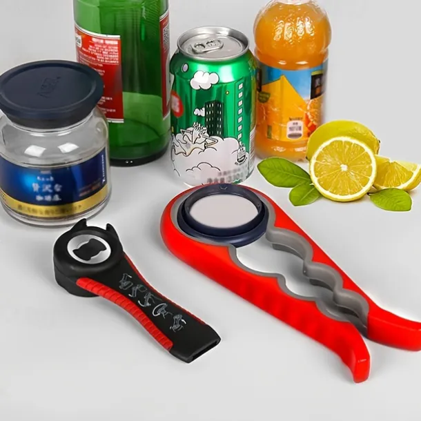 Jar Opener 5 in 1 Multi Function Can Opener Bottle Opener Kit with Silicone Handle Easy to Use for Children Elderly and Arthritis Sufferers