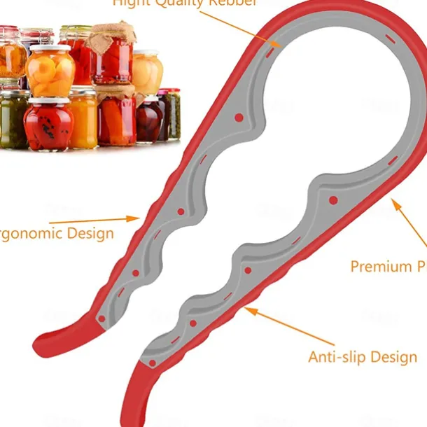 Jar Opener 5 in 1 Multi Function Can Opener Bottle Opener Kit with Silicone Handle Easy to Use for Children Elderly and Arthritis Sufferers