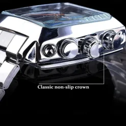 JARAGAR 569 Men Automatic Mechanical Watch Fashion Retro Design Square Dial Date Week Waterproof Steel Strap Leisure Wristwatch