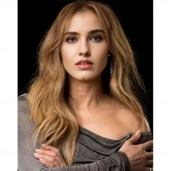 Jennifer Lopez Inspired Wig Wavy Middle Part Wig Long Brown Synthetic Hair Women's Cosplay Soft Party Brown