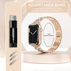 Jewelry Bracelet Compatible with Apple Watch band 38mm 40mm 41mm 42mm 44mm 45mm 49mm with Case Women Bling Diamond Stainless Steel Rhinestone Strap Replacement Wristband for iwatch Ultra 2 Series 9 8