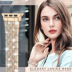 Jewelry Bracelet Compatible with Apple Watch band 38mm 40mm 41mm 42mm 44mm 45mm 49mm with Case Women Bling Diamond Stainless Steel Rhinestone Strap Replacement Wristband for iwatch Ultra 2 Series 9 8