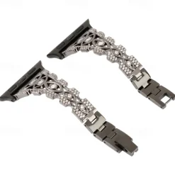 Jewelry Bracelet Compatible with Apple Watch band 38mm 40mm 41mm 42mm 44mm 45mm 49mm Bling Diamond Adjustable Breathable Stainless Steel Rhinestone Strap Replacement Wristband for iwatch Ultra 2