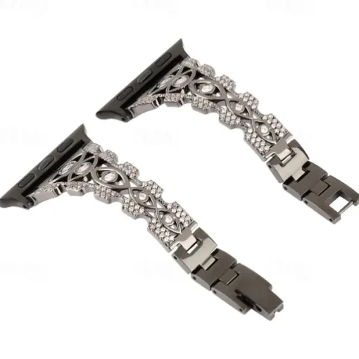 Jewelry Bracelet Compatible with Apple Watch band 38mm 40mm 41mm 42mm 44mm 45mm 49mm Bling Diamond Adjustable Breathable Stainless Steel Rhinestone Strap Replacement Wristband for iwatch Ultra 2