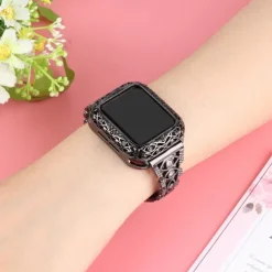 Jewelry Bracelet Compatible with Apple Watch band 38mm 40mm 41mm 42mm 44mm 45mm 49mm Bling Diamond Adjustable Breathable Stainless Steel Rhinestone Strap Replacement Wristband for iwatch Ultra 2