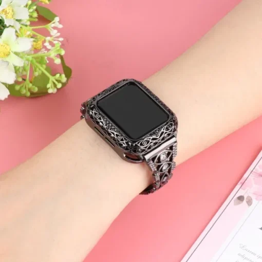 Jewelry Bracelet Compatible with Apple Watch band 38mm 40mm 41mm 42mm 44mm 45mm 49mm Bling Diamond Adjustable Breathable Stainless Steel Rhinestone Strap Replacement Wristband for iwatch Ultra 2