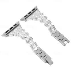 Jewelry Bracelet Compatible with Apple Watch band 38mm 40mm 41mm 42mm 44mm 45mm 49mm Bling Diamond Adjustable Breathable Stainless Steel Rhinestone Strap Replacement Wristband for iwatch Ultra 2