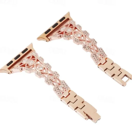 Jewelry Bracelet Compatible with Apple Watch band 38mm 40mm 41mm 42mm 44mm 45mm 49mm Bling Diamond Adjustable Breathable Stainless Steel Rhinestone Strap Replacement Wristband for iwatch Ultra 2