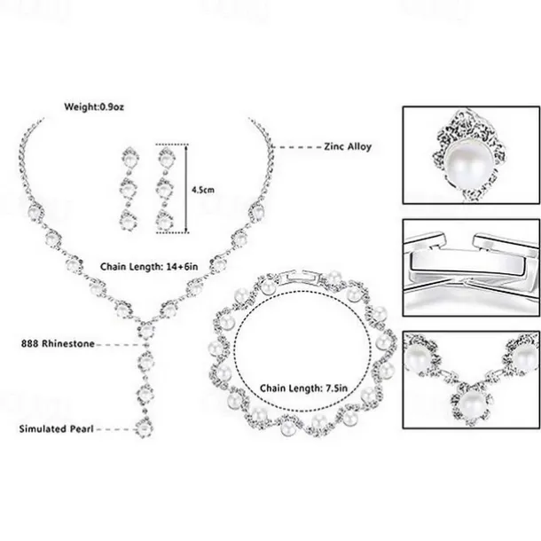 Jewelry Set Bracelet For Women's Crystal Pearl Party Wedding Gift Alloy / Pearl Necklace / Engagement / Valentine