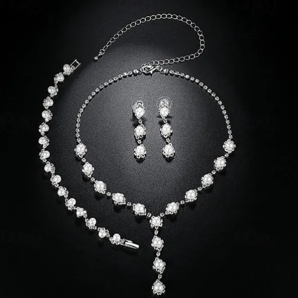 Jewelry Set Bracelet For Women's Crystal Pearl Party Wedding Gift Alloy / Pearl Necklace / Engagement / Valentine