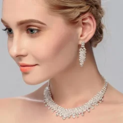 Jewelry Set 3pcs Rhinestone Alloy Earrings Necklace Women's Elegant Vintage Stylish Geometrical Geometric Jewelry Set For Wedding Party Wedding Guest