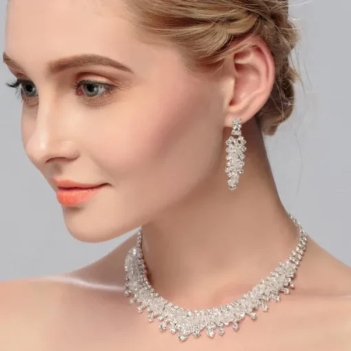 Jewelry Set 3pcs Rhinestone Alloy Earrings Necklace Women's Elegant Vintage Stylish Geometrical Geometric Jewelry Set For Wedding Party Wedding Guest