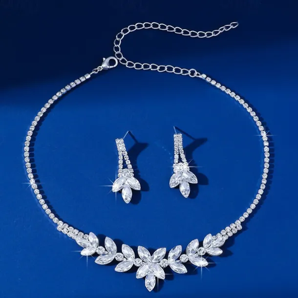 Jewelry Set 3pcs Rhinestone Alloy Earrings Necklace Women's Elegant Vintage Fashion Geometrical Geometric Jewelry Set For Wedding Party Anniversary