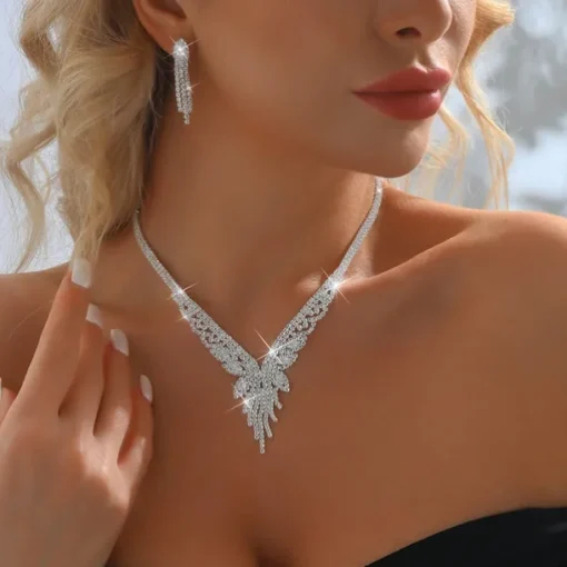 Jewelry Set 3pcs Rhinestone Alloy Earrings Necklace Women's Elegant Vintage Fashion Geometrical Geometric Jewelry Set For Wedding Party Anniversary