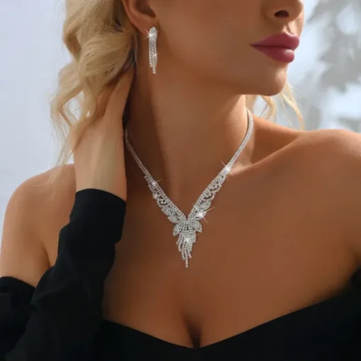 Jewelry Set 3pcs Rhinestone Alloy Earrings Necklace Women's Elegant Vintage Fashion Geometrical Geometric Jewelry Set For Wedding Party Anniversary