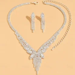 Jewelry Set 3pcs Rhinestone Alloy Earrings Necklace Women's Elegant Vintage Fashion Geometrical Geometric Jewelry Set For Wedding Party Anniversary