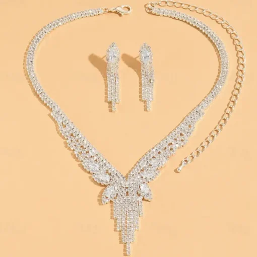 Jewelry Set 3pcs Rhinestone Alloy Earrings Necklace Women's Elegant Vintage Fashion Geometrical Geometric Jewelry Set For Wedding Party Anniversary
