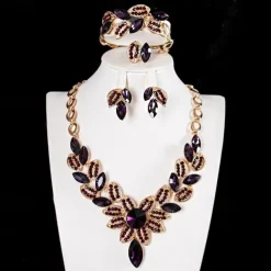 Jewelry Set 4pcs Rhinestone Alloy Rings Earrings Necklace Bracelets Women's Elegant Vintage Fashion Geometrical Geometric Jewelry Set For Wedding Party Anniversary