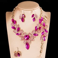 Jewelry Set 4pcs Rhinestone Alloy Rings Earrings Necklace Bracelets Women's Elegant Vintage Fashion Geometrical Geometric Jewelry Set For Wedding Party Anniversary