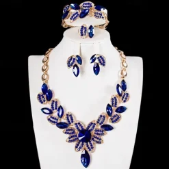 Jewelry Set 4pcs Rhinestone Alloy Rings Earrings Necklace Bracelets Women's Elegant Vintage Fashion Geometrical Geometric Jewelry Set For Wedding Party Anniversary