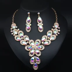 Jewelry Set 3pcs Rhinestone Alloy Earrings Necklace Women's Vintage Fashion Cute Geometrical Geometric Jewelry Set For Wedding Party Anniversary