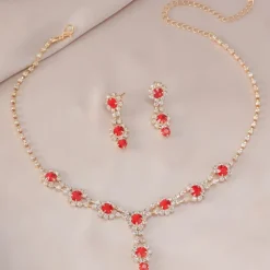 Jewelry Set Two-piece Suit Blue Rhinestone Rhinestone 1 Necklace Earrings Women's Elegant Vintage Fashion Vintage Style Classic Jewelry Set For Wedding Party