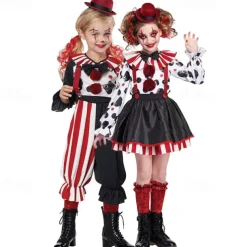 Joker Clown Halloween Costume It Dress Up Kid's Girls' Halloween Masquerade Performance Party Festival Easy Halloween Costumes Dress Up