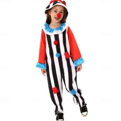 Joker Clown Halloween Outfits Costume Jumpsuit Circus Carnival Costume Cosplay Costume Kid's Boys' Girls' Halloween Carnival Mardi Gras Performance Party Easy Halloween Costumes Dress Up